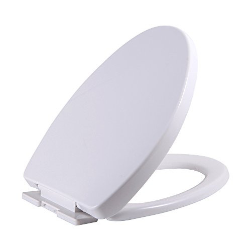SAMETU Elongated Toilet Seat with Cover, Quiet-Close with Grip-Tight Bumpers, White