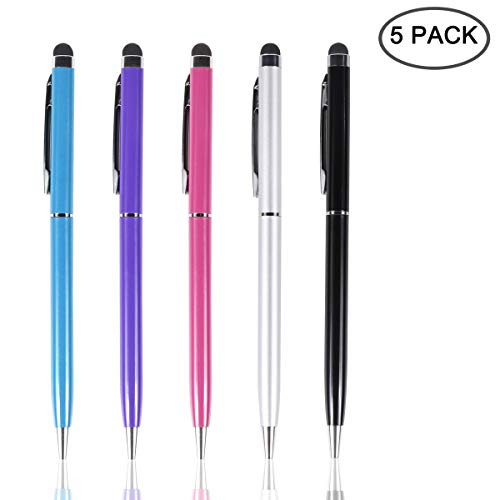 Harapu 2 in 1 Capacitive Stylus Ballpoint Pen Stylus for iPad, Tablet, iPhone, Kindle, Samsung and Other Touch Screen Devices, 5 Pack
