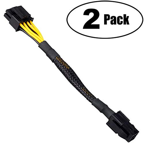 TeamProfitcom ATX 4 Pin Female to Motherboard CPU 8(4+4) Pin Male EPS 12V Converter Adapter Extension Cable Braided Sleeved for Power Supply 9 inches (2 Pack)