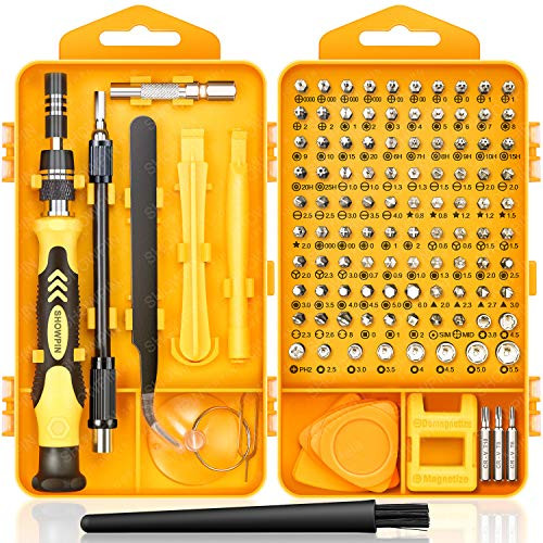 Computer Repair Kit, 122 in 1 Magnetic Laptop Screwdriver Kit, Precision Screwdriver Set, Small Impact Screw Driver Set with Case for Computer, Laptop, PC, for iPhone, Ps4 DIY Hand Tools -Yellow