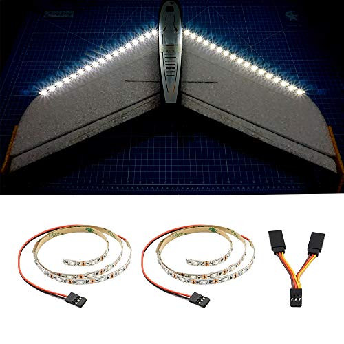LED Light Strip for RC Fixed Wing Airplane Flying Wing Plane AR Wing Drone Model Car Truck (White)