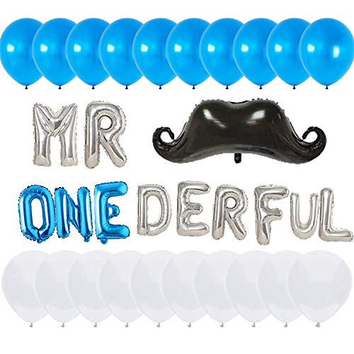 Mr Onederful Birthday Decorations, First 1st Birthday Party Decorations Boy, Mr Onederful 1st Birthday Decorations Blue Silver, Wonderful One Dapper Party Banner Backdrop for Little Man Baby Shower