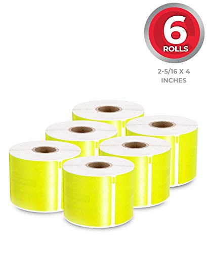 enKo [6 Rolls, 1800 Labels] Address, Shipping & Barcode Labels 30256 - Yellow (2-5/16 x 4") Compatible for Dymo LabelWriter