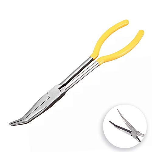 Extra Long Reach Plier| 11 Inch Long Nose Plier- 45 Degree Bent Long Needle Nose Plier