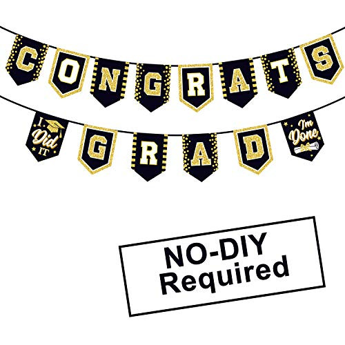 2020 Black Graduation Banner - No DIY Required Black Graduation Party Supplies Decorations Grad Banner for College, High School Party (Black Congrats Grad) 2020 Black Graduation Banner - No DIY Required Black Graduation Party Supplies Decorations Grad Banner for College, High School Party (Black Congrats Grad)