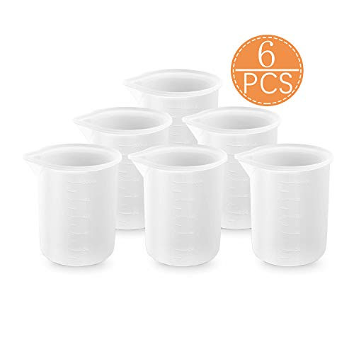 Goldblue 6Pcs 100ml Silicone Measuring Cups DIY Resin Glue Tools Cup for Making Handmade Craft Nonstick Silicone Mixing Cup