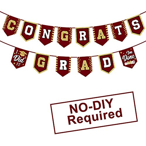 2020 Maroon Graduation Banner - No DIY Required Maroon Graduation Party Supplies Decorations Grad Banner for College, High School Party (Maroon Congrats Grad) 2020 Maroon Graduation Banner - No DIY Required Maroon Graduation Party Supplies Decorations Grad Banner for College, High School Party (Maroon Congrats Grad)