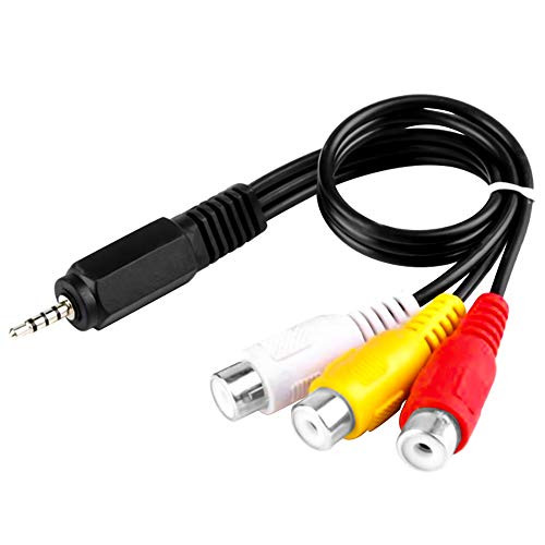 Audio Video AV Component Adapter Cable, 3.5mm Male to 3 RCA Female RGB Adapter CBF Signal Cable