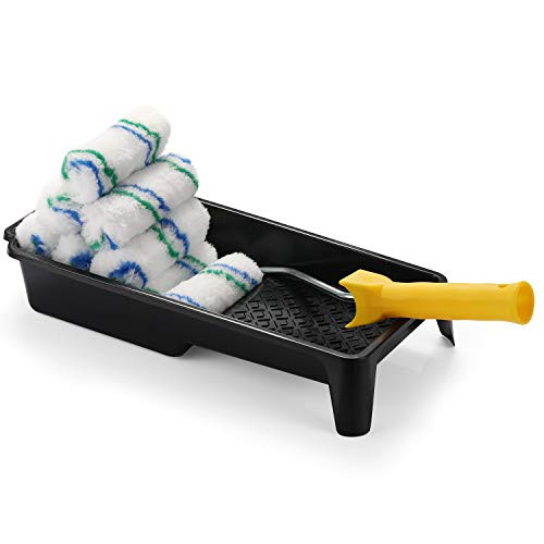 Paint Roller Tray Set, 4 inch Paint Roller, Paint Tray,Roller Frame, Small Paint Roller, Mini Paint Roller, House Painting Supplies, Paint Roller Covers,Roller Naps (12 Piece) Paint Roller Tray Set, 4 inch Paint Roller, Paint Tray,Roller Frame, Small Paint Roller, Mini Paint Roller, House Painting Supplies, Paint Roller Covers,Roller Naps (12 Piece)