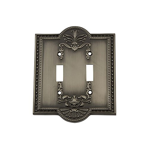 Nostalgic Warehouse 719783 Meadows Switch Plate with Double Toggle, Antique Pewter