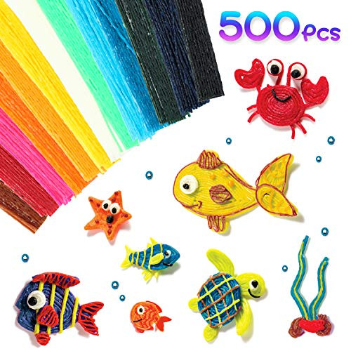 PANTIDE 500Pcs Wax Craft Sticks Kit for Kids, 6 Inch Bendable Colorful Sticky Sticks in Bulk, DIY Handmade Arts and Crafts Activity, Non-Toxic Wax Yarn Craft Supplies for Home Travel Class (13 Colors)