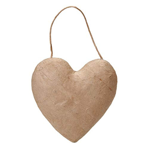 Darice Paper Mache Puffy Heart with String 5-1/2 inches (3-Pack) 2833-44