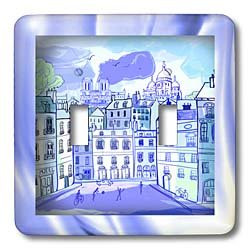 3dRose lsp_110930_2 Paris In Watercolors Double Toggle Switch, Multicolored