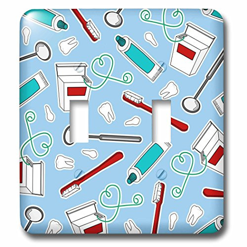 3dRose lsp_165818_2 Cute Dentist Dental Hygienist Print Blue Light Switch Cover