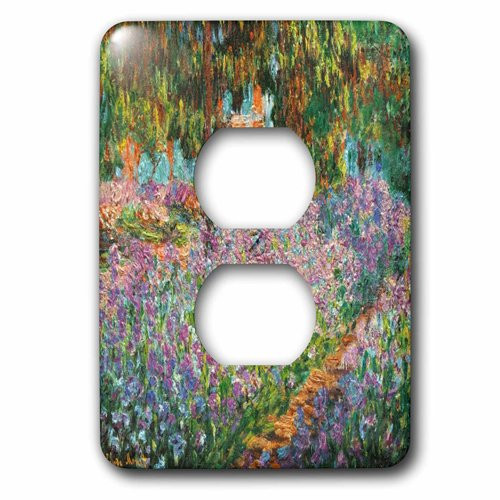 3dRose lsp_203697_6 Print of Monet Painting Irises in Garden 2 Plug Outlet Cover