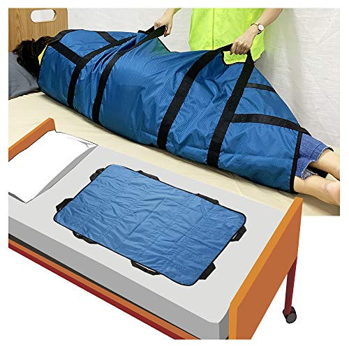 Slide Sheet Patient Transfer Board Draw Sheets Sling Transfer Belt with Handles - Sliding Transfer Repositioning Sheet for Disabled Positioning Bed Pad Bed Turning Aid (Blue)