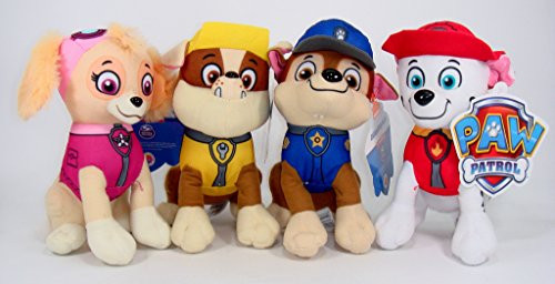 Paw Patrol Plush Pup Pal 4 Pcs Character Plush Set Marshall Chase Rubble Skye 8" Plush Doll