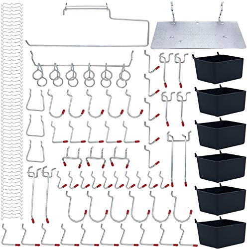 123 pcs Pegboard Hooks Assortment with Metal Hooks Sets, Pegboard Bins, Peg Locks for Organizing Storage System Tools (123 PK)