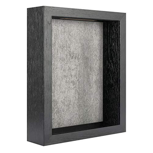 FRAME YI 8x10 Shadow Box | Top Loading Shadow Box | ShadowBox Display Case | Wood Deep Shadow Box | Ticket Shadow Box with Slot | Memory Box (Black Shadow Box with Industrial White Backboard, 8x10)