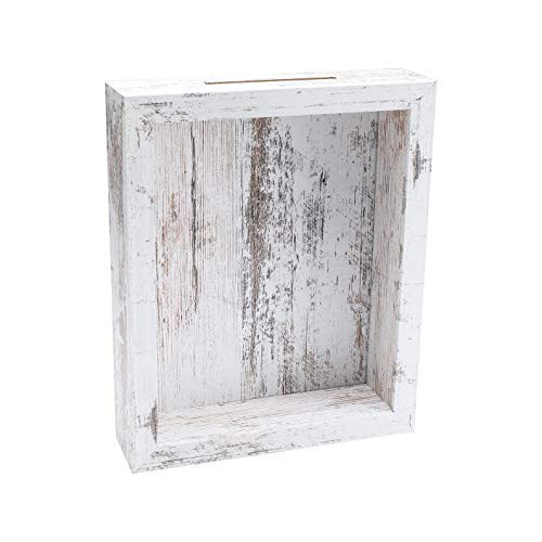 FRAME YI 8x10 Shadow Box with Slot, Top Loading Shadow Box, Blank Ticket Stubs Holder, Wash White