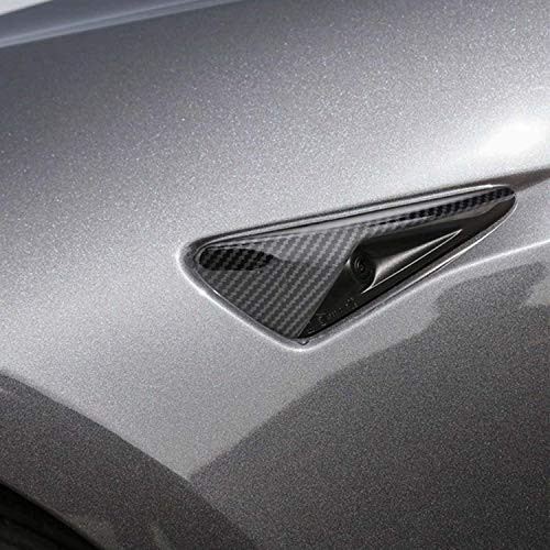 Turn Signal Cover, Tesla Model 3 S X Carbon Fiber Pattern Side Markers Turn Signal Covers Overlay Direct Perfect Fitment Pair of Overlays Easy Install Lightweight 2x2 Twill Weave
