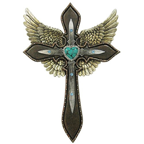 LL Home Cross Wings Blue Heart Layered