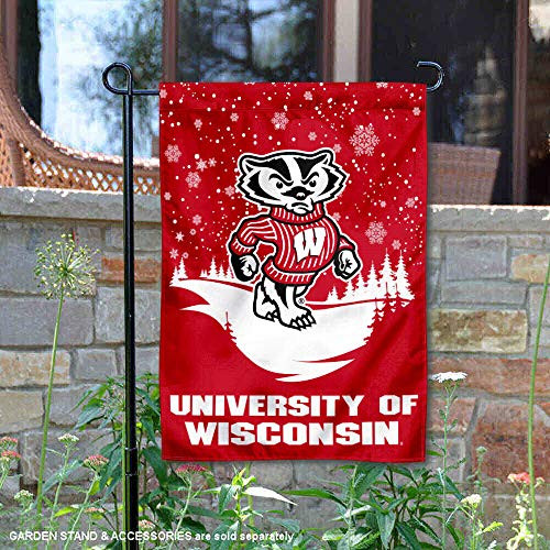 Wisconsin Badgers Snow and Winter Garden Flag and Banner