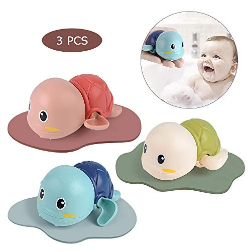 WORKER 3 Pack Bath Toys, Baby Float and Play Bubbles Bath Toy, Interactive Turtle/Shark/Pig Toys Fun Multi Colors Swimming Bathtub, Pool Playset for Boys and Girls (3 PCS Tortoise)