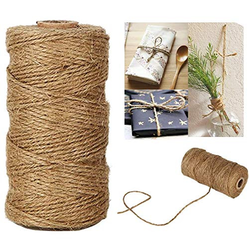 Husmued 328 Feet Natural Jute Twine Best Arts Crafts Gift Twine Christmas Twine Durable Packing String for Gardening Applications (1pcs)