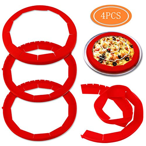 Oopsu 4 Pack Red Adjustable Silicone Pie Protectors Pie Crust Protector Pie Crust Shield for Baking Pie