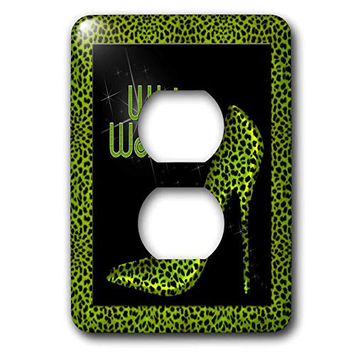 3dRose lsp_21805_6 Period Green Cheetah Wild Woman Stiletto Pump with Bling 2-Plug Outlet Cover