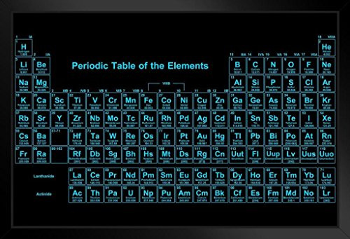 Periodic Table of Elements Educational Chart Black Wood Framed Art Poster 20x14