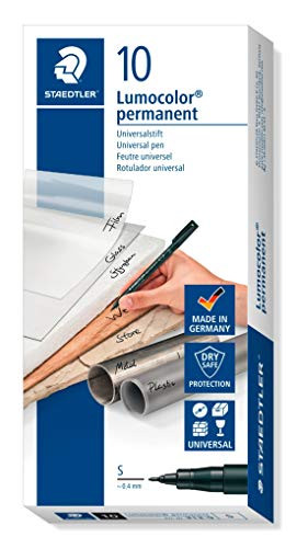 Staedtler Lumocolor Permanent Marker Pen, Super Fine 0.4mm, Refillable, Black 313-9