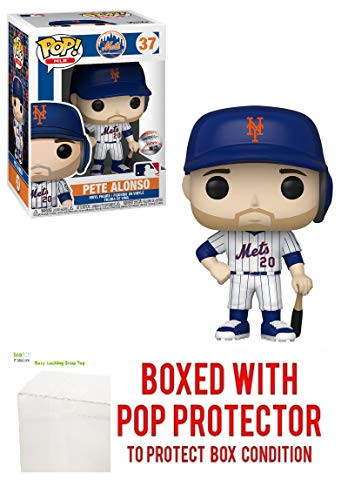 Pete Alonso New York Mets White Jersey #37 Pop Sports MLB Action Figure (Bundled with EcoTek Pop Protector to Protect Display Box)