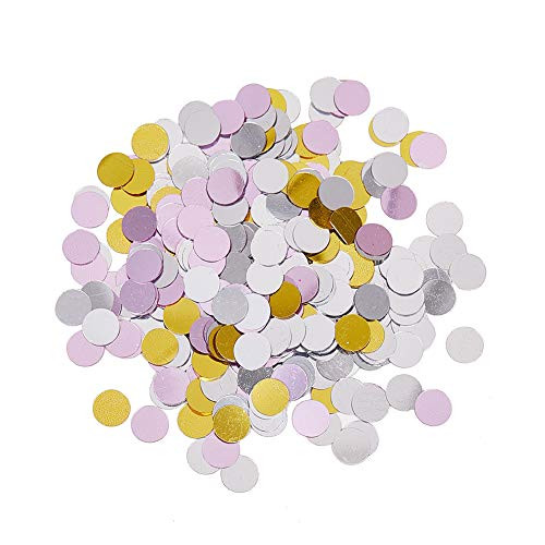 PH PandaHall 5oz 3 Colors Glitter Confetti Circles Party Confetti Dots 6mm PVC Plastic Confetti for Birthday Wedding Holiday Party Decoration Supplies (Gold, Silver, Plum)