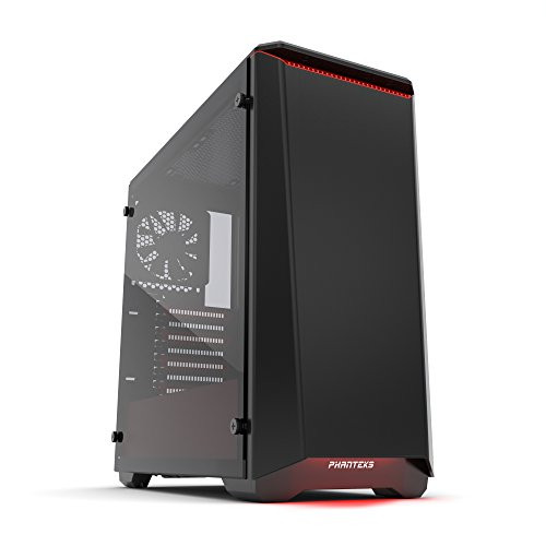 Phanteks PH-EC416PTG_BR Eclipse P400 Steel ATX Mid Tower Case Black/Red, Tempered Glass Edition Cases