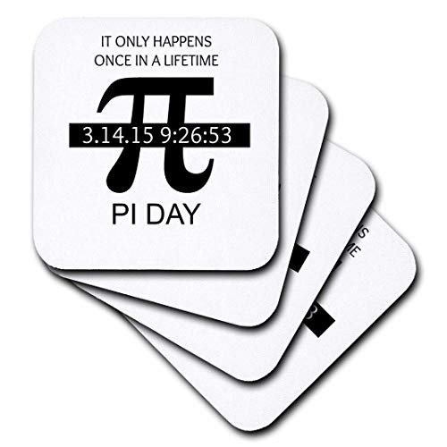 3dRose CST_202810_1 Pi Day Once in a Lifetime Soft Coasters, Set of 4