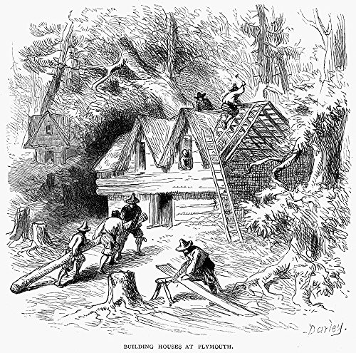Pilgrims At Plymouth Npilgrims Building Houses At Plymouth Massachusetts Color Engraving 19Th Century Poster Print by (18 x 24) Pilgrims At Plymouth Npilgrims Building Houses At Plymouth Massachusetts Color Engraving 19Th Century Poster Print by (18 x 24)