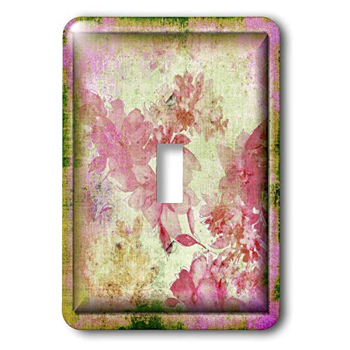 3dRose lsp_36580_1 Pink And Green Retro Flowers Single Toggle Switch