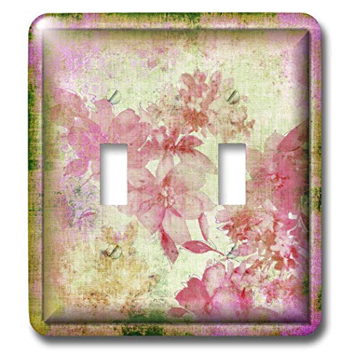 3dRose lsp_36580_2 Pink and Green Retro Flowers Double Toggle Switch
