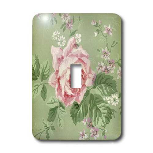 3dRose LLC lsp_35335_1 Pink Rose On Sage Green, Single Toggle Switch