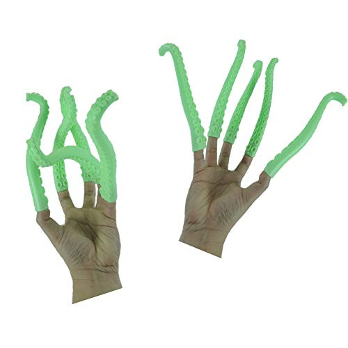 NOVELTY GIANT WWW.NOVELTYGIANT.COM Set of 10 Green Silicone Finger Tentacle Puppets