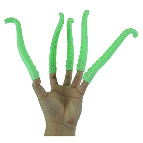 NOVELTY GIANT WWW.NOVELTYGIANT.COM Set of 5 Green Silicone Finger Tentacle Puppets