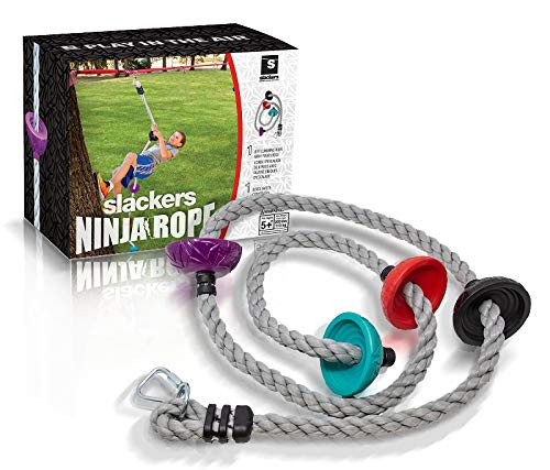 slackers Multi-Color Climbing Rope - Exciting Outdoor Ninja Warrior Training Equipment For Kids - A Great Addition To Your Backyard Ninjaline Obstacle Course
