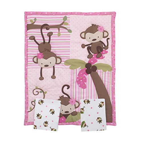 Little Bedding by NoJo Little Monkeys 3 Piece Porta Crib/Mini Crib Nursery Bedding Set - Comforter, 2 Sheets