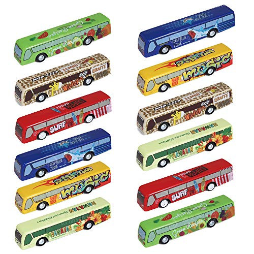 CORPER TOYS Bus Toy Set Pull Back Vehicles Mini City Bus Model Car Set of 12 for Toddle Kids