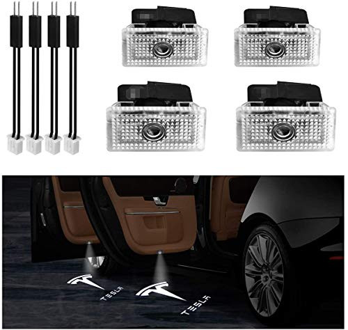 Car Door LED Logo Projector puddle lights Welcome Light Ghost Shadow for Tesla Model 3 Model S Model X Accessories(4 pack)