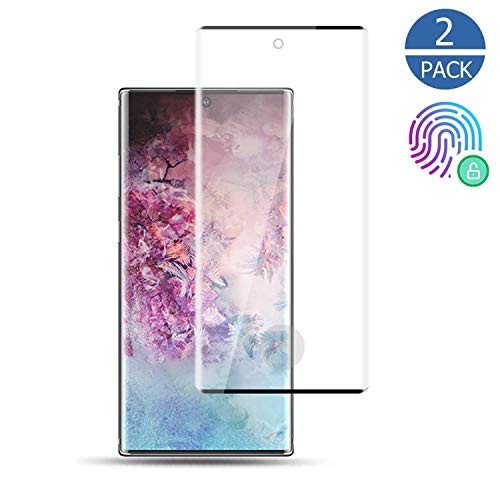 (2-Pack) Galaxy Note 10 Screen Protector Tempered Glass Case-Friendly Easy Bubble-Free with Anti-Fingerprint HD Clear Full Coverage for Samsung Galaxy Note 10