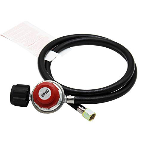 MENSI High Pressure Propane Extension Hose Assembly 0-20 PSI Adjustable Regulator for QCC1/Type1 Tank LP Gas Grill-3/8inch Female Flare Nut
