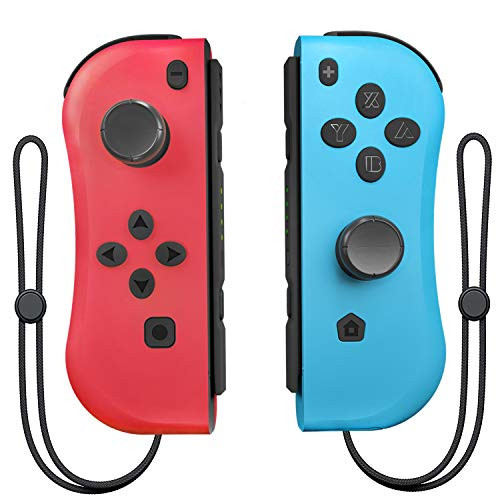 Wireless Switch Joycon Controller for Nintendo Switch Joy Con (L/R) with Wrist Strap Compatible Switch Console with Nintendo Switch as a Joy Pad Controllers Replacement (Red and Blue)